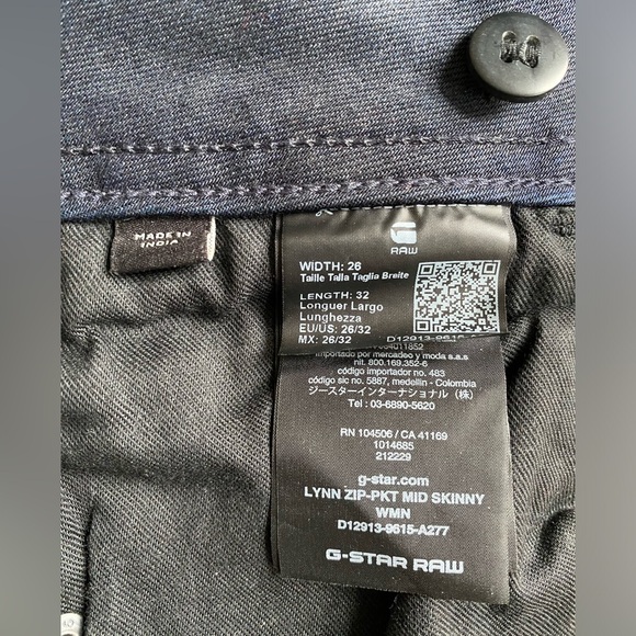 G-Star Raw Lynn Mid Zip-Pocket Skinny jeans in black. W26 x L32 - Picture 2 of 7